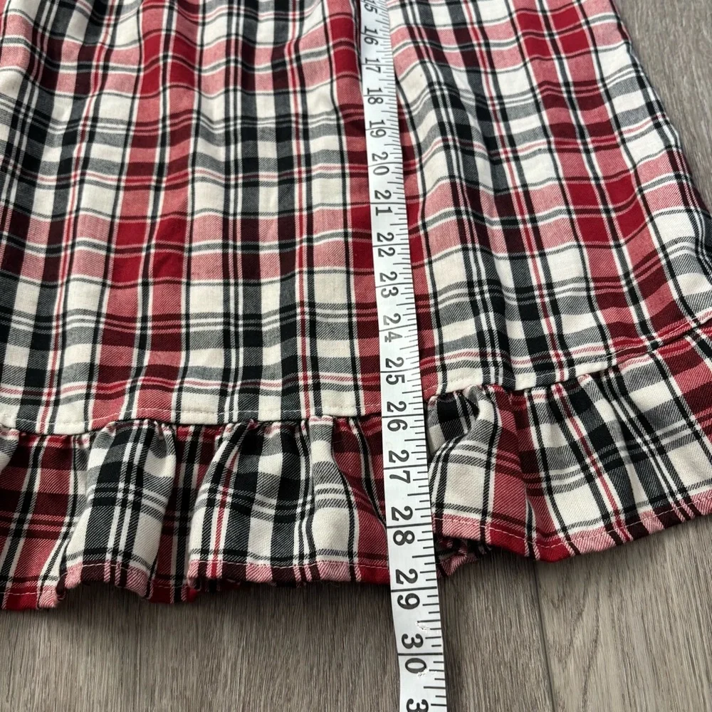 Disney Mickey Mouse Nightgown Sz 7/8 Family Christmas Picture Plaid Red Pajamas